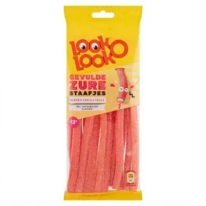 Gevulde Zure Sticks Aardbei Vanille snoep 125g Nova Night Shop
